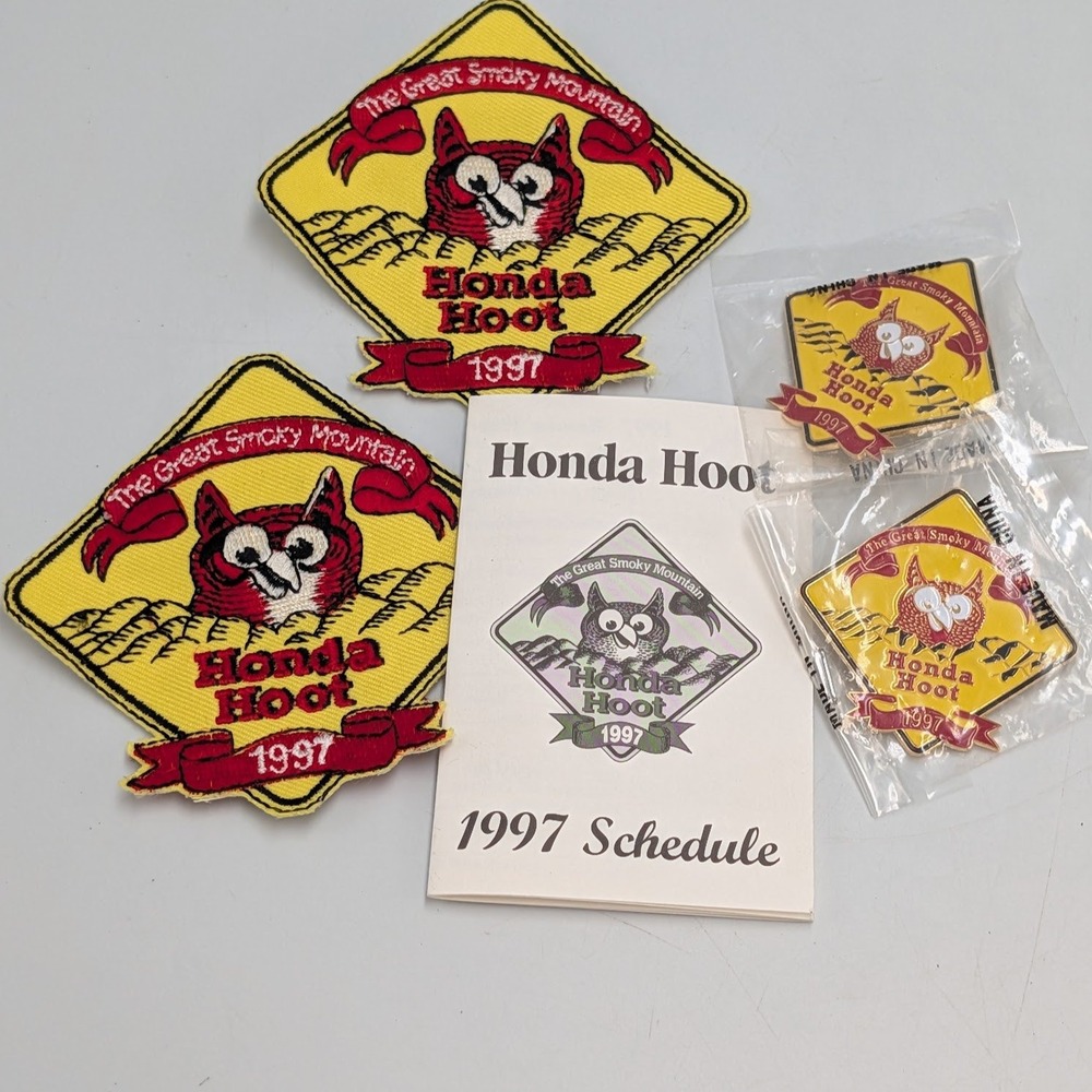 Vintage 1997 Honda Hoot Great Smoky Mountain Rally Patches Pins & Schedule Lot